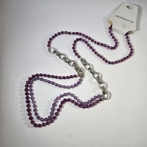 Liz Claiborne, nice glass beaded purple necklace NWT